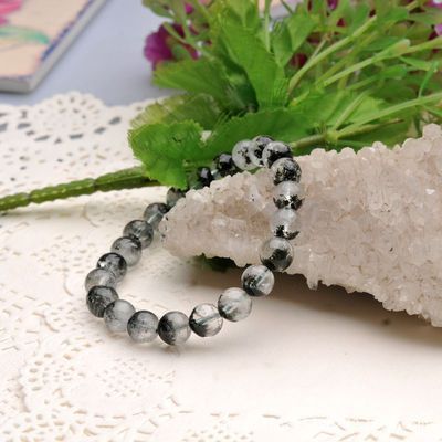 新年潮流之選 純天然精品8mm綠幽靈圓珠手鏈